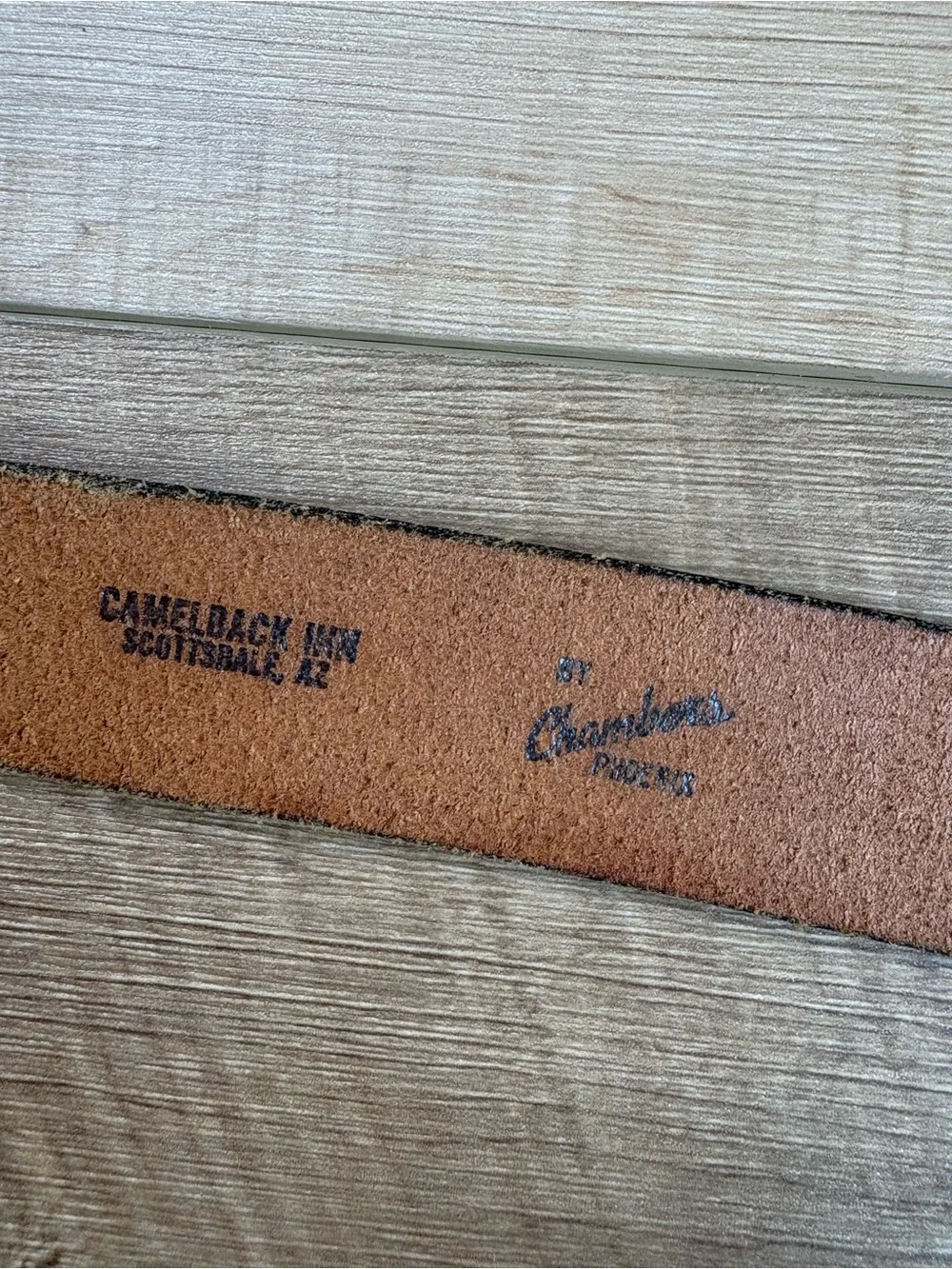 Chambers Hand Finished Leather Floral Embossed Belt. Size 34